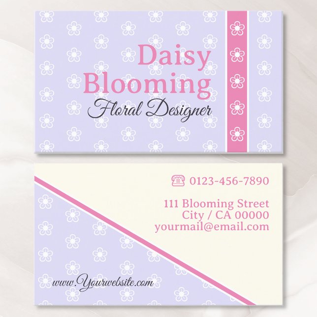 Tarjeta De Visita Patrón de Daisy Cute Patente Luz Pastel Florismo R (Subido por el creador)