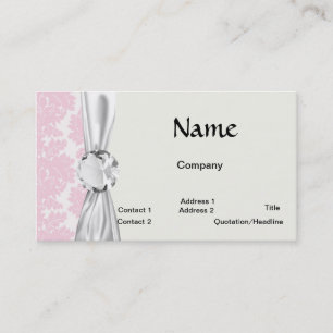 Tarjeta De Visita patrón de damasco blanco y rosa suave