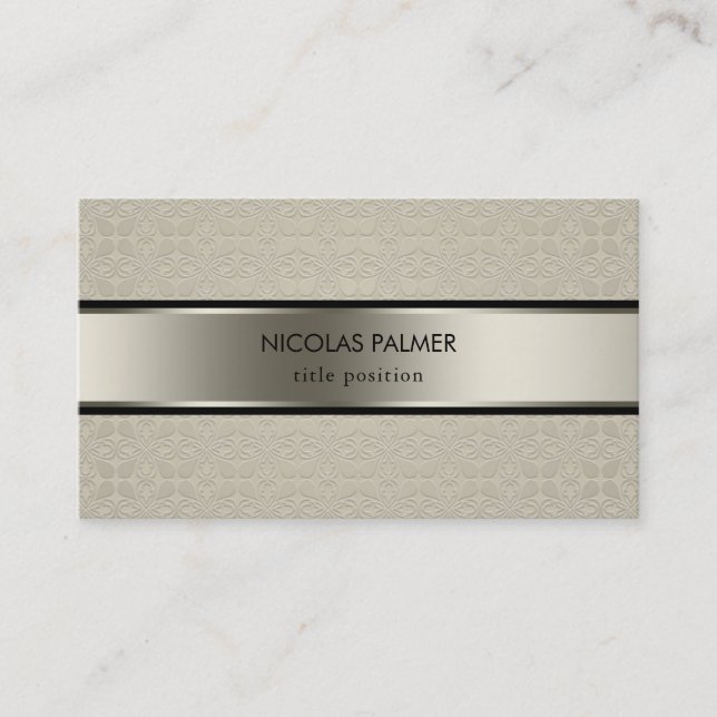 Tarjeta De Visita Patrón de Damasco de Naranja gris (Anverso)