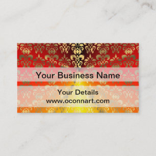 Tarjeta De Visita patrón de damasco de oro y naranja