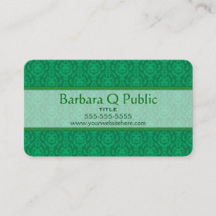 Tarjeta De Visita Patrón de Damasco Verde