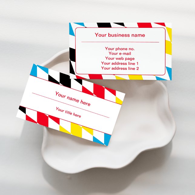 Tarjeta De Visita Patrón de diamante bávaro azul y amarillo rojo neg (Subido por el creador)