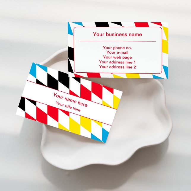 Tarjeta De Visita Patrón de diamante bávaro azul y amarillo rojo neg (Subido por el creador)