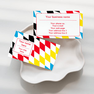 Tarjeta De Visita Patrón de diamante bávaro negro rojo amarillo y az