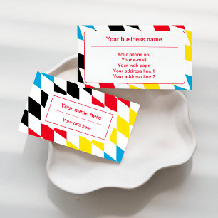 Tarjeta De Visita Patrón de diamante bávaro negro rojo amarillo y az