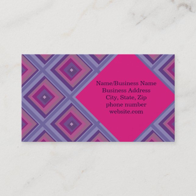 Tarjeta De Visita Patrón de diamante púrpura rosa Geométrico asimétr (Anverso)