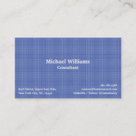 Tarjeta De Visita Patrón de diseño Denim Blue Checkered Moderno Eleg