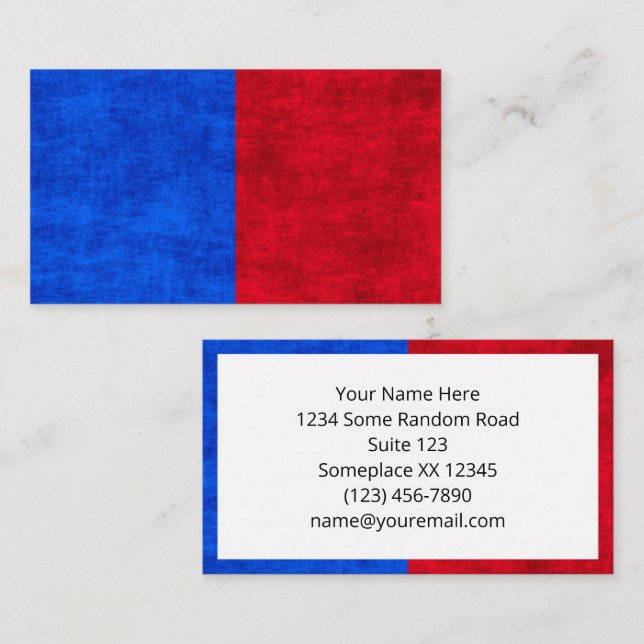 Tarjeta De Visita Patrón de dos tonos de angustia azul y rojo (Anverso / Reverso)