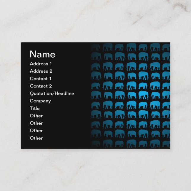 Tarjeta De Visita Patrón de Elefante Azul (Anverso)