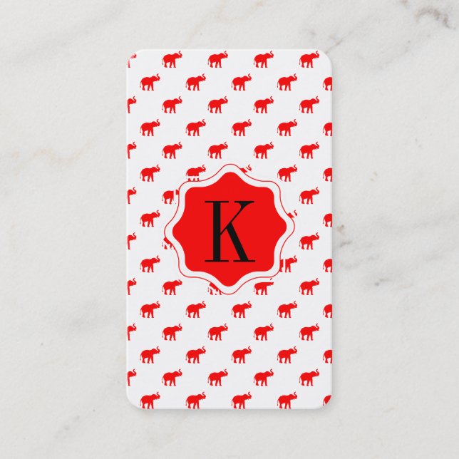 Tarjeta De Visita Patrón de elefante rojo (Anverso)