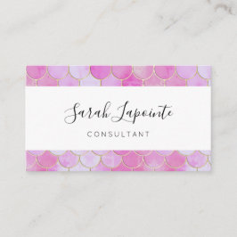 Tarjeta De Visita Patrón de escala de sirena para pasteles rosados y