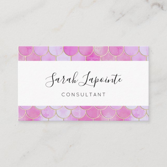 Tarjeta De Visita Patrón de escala de sirena para pasteles rosados y (Anverso)