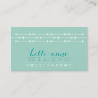 Tarjeta De Visita PATRÓN DE FLECHA RÚSTICA lindo boho menta blanca f