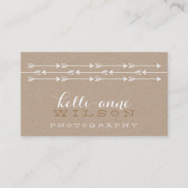 Tarjeta De Visita PATRÓN DE FLECHA RÚSTICA lindo kraft blanco boho