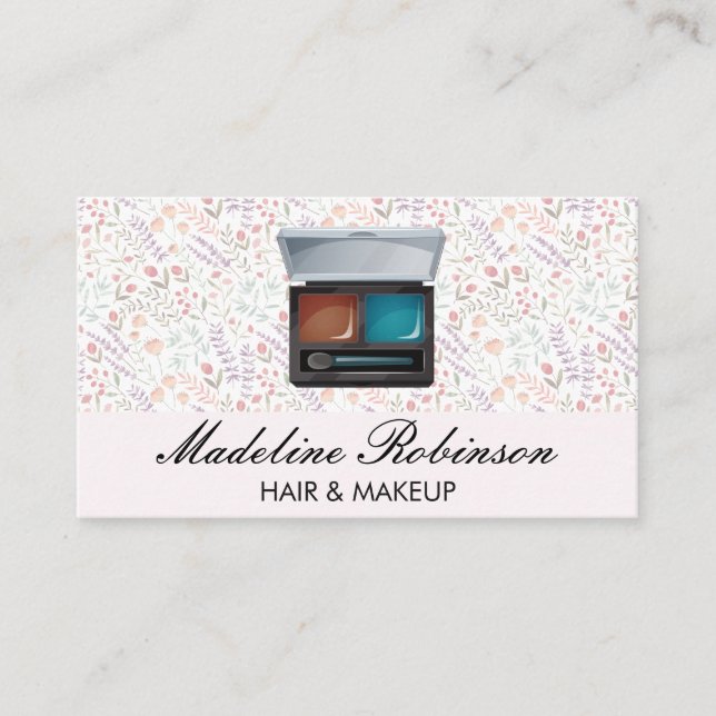 Tarjeta De Visita Patrón de flor de primavera | Kit de maquillaje (Anverso)