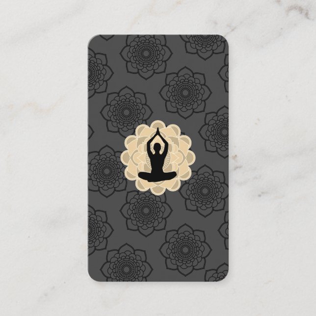 Tarjeta De Visita Patrón de flores de yoga pose Lotus (Anverso)