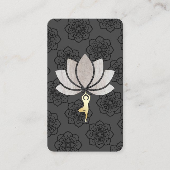 Tarjeta De Visita Patrón de flores de yoga pose Lotus (Anverso)
