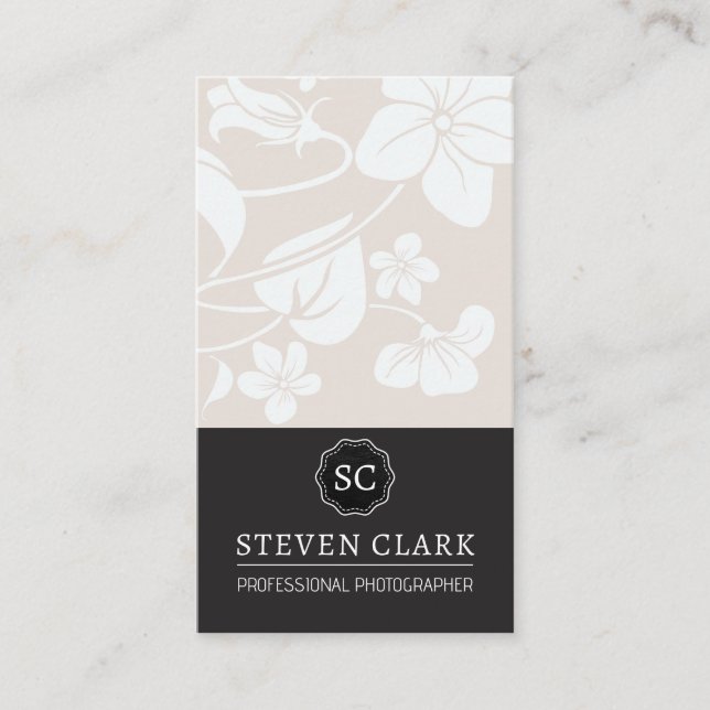 Tarjeta De Visita Patrón de flores | Elegante (Anverso)