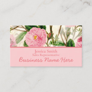 Tarjeta De Visita Patrón de flores, hojas y barras rosadas