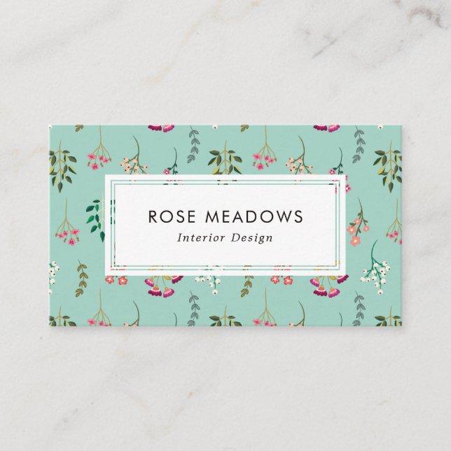 Tarjeta De Visita Patrón de flores silvestres boho (Anverso)