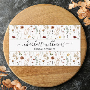 Tarjeta De Visita Patrón de flores silvestres florales bonitas acuar