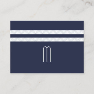 Tarjeta De Visita Patrón de franja floral/azul monograma