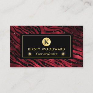 Tarjeta De Visita Patrón de franjas de tigre de Purpurina rojo y oro