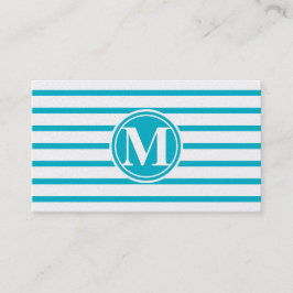 Tarjeta De Visita Patrón de franjas monogramadas Scuba Azul