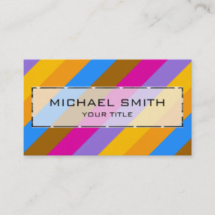 Tarjeta De Visita Patrón de franjas retro coloridas #10