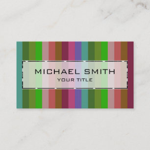 Tarjeta De Visita Patrón de franjas retro coloridas #33