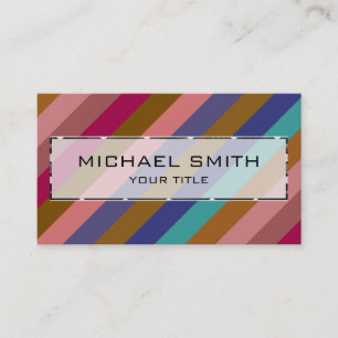Tarjeta De Visita Patrón de franjas retro coloridas #34