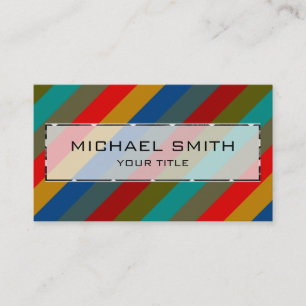 Tarjeta De Visita Patrón de franjas retro coloridas #50