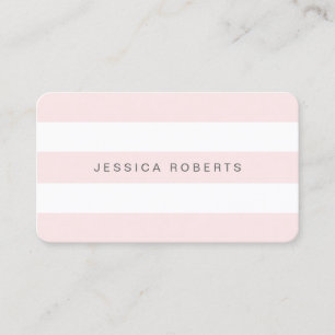 Tarjeta De Visita Patrón de franjas simples rosa y blanca de Rubor