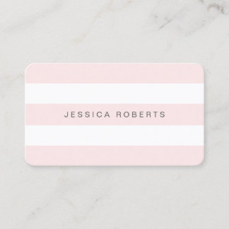 Tarjeta De Visita Patrón de franjas simples rosa y blanca de Rubor