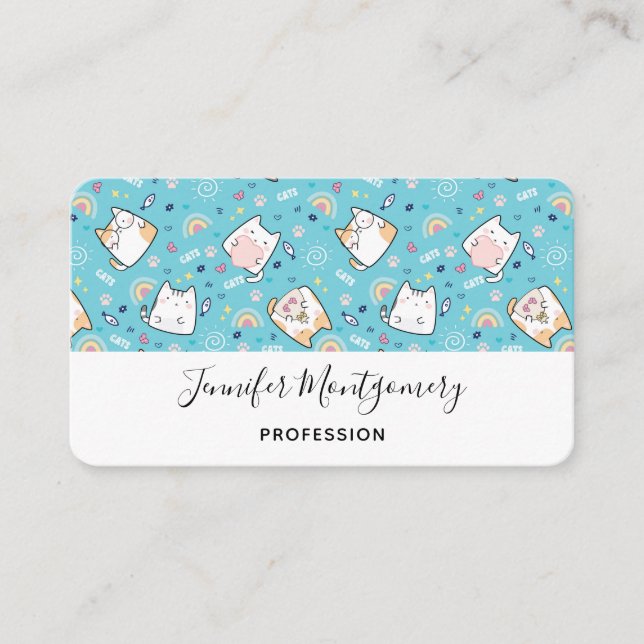 Tarjeta De Visita Patrón de gato kitty caprichoso (Anverso)