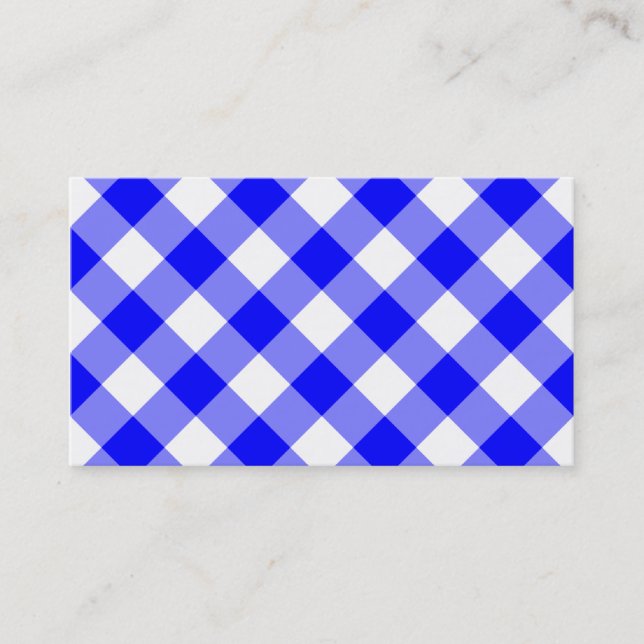 Tarjeta De Visita Patrón de Gingham azul (Anverso)