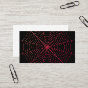 Tarjeta De Visita Patrón de Halloween de telaraña negra y roja