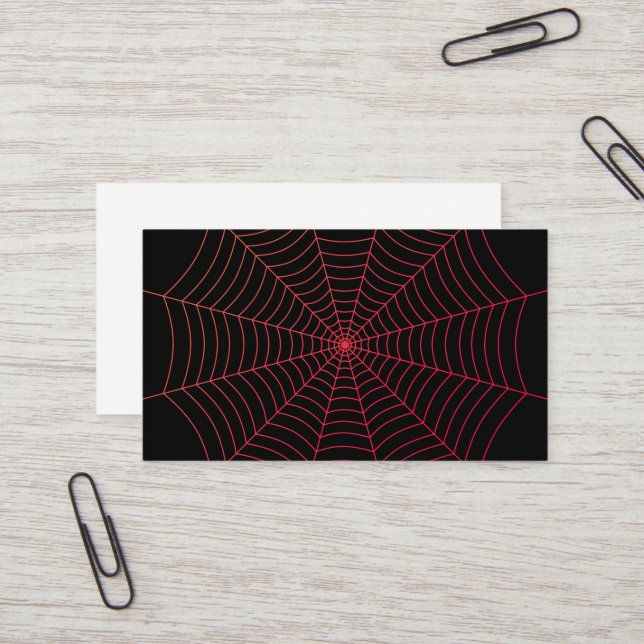 Tarjeta De Visita Patrón de Halloween de telaraña negra y roja (Anverso/Reverso In Situ)