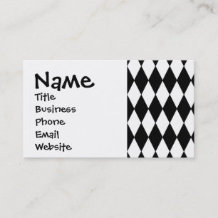 Tarjeta De Visita Patrón de Harlequin de Diamantes en blanco y negro