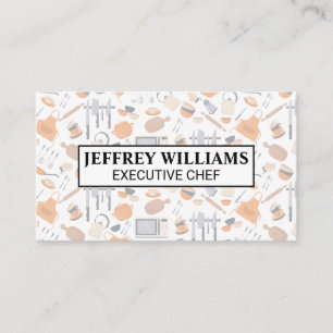 Tarjeta De Visita Patrón de herramientas de cocina del chef