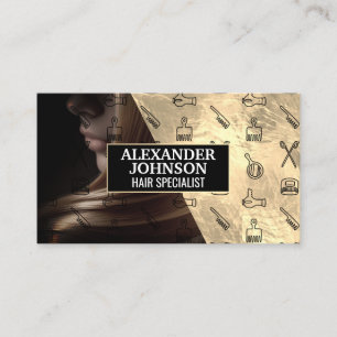 Tarjeta De Visita Patrón de herramientas de estilo de pelo   Mujer c