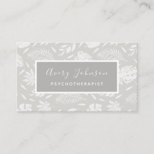 Tarjeta De Visita Patrón de hojas botánicas Consejero psicoterapeuta