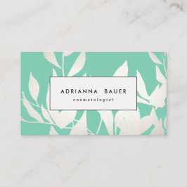 Tarjeta De Visita Patrón de hojas verdes elegantes y modernas de col