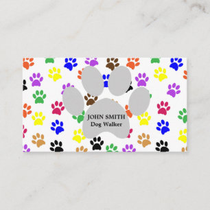 Tarjeta De Visita Patrón de Huella de Pata de Paseador de Perros