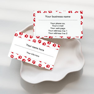 Tarjeta De Visita Patrón de huellas de patas, patas de perro, patas 