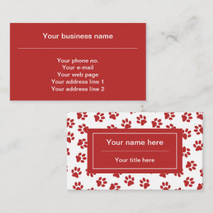Tarjeta De Visita Patrón de huellas de patas, patas de perro, patas 