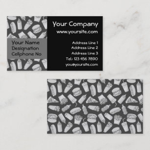 Tarjeta De Visita Patrón de iconos de comida rápida blanca