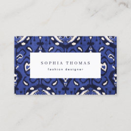 Tarjeta De Visita Patrón de ikat moderno profesional azul