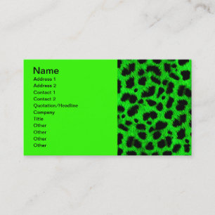 TARJETA DE VISITA PATRÓN DE IMPRESIÓN ANIMAL NEON VERDE BRIGHT LIM