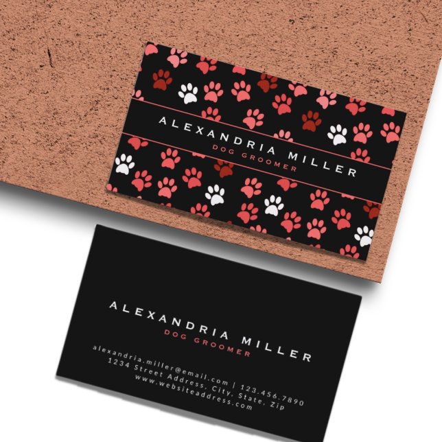 Tarjeta De Visita Patrón de impresión de garras de perro rosado negr (Subido por el creador)